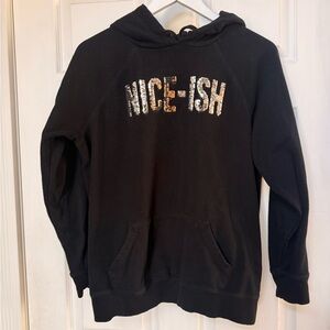 Torrid Black Hoodie with silver/black sequins Lettering Torrid size 00